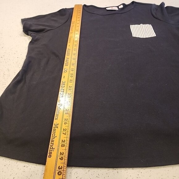 Quacker Factory Black T-shirt 2x Cotton Blend Short Sleeve - Picture 4 of 7